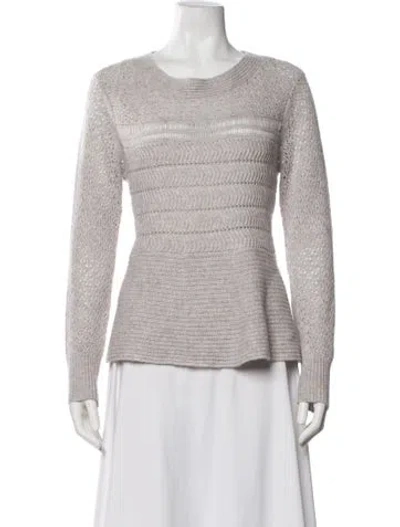 Pre-owned White + Warren Cashmere Striped Sweater In Neutral