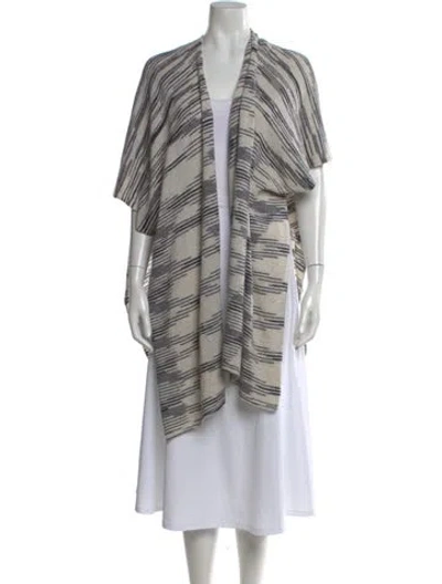 Pre-owned White + Warren Cashmere Striped Sweater In Neutral