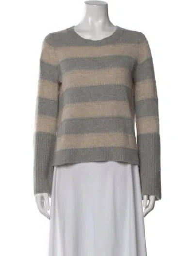 Pre-owned White + Warren Cashmere Striped Sweater In Neutral