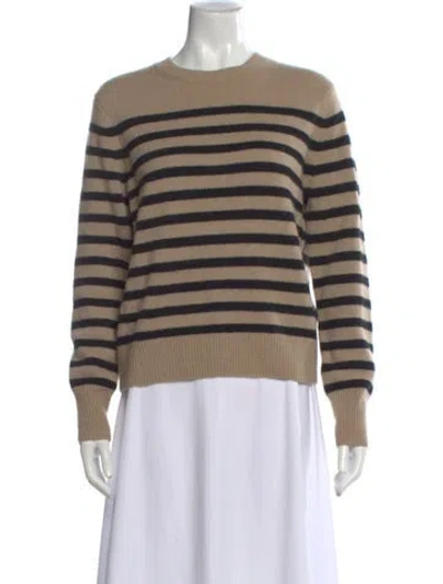 Pre-owned White + Warren Cashmere Striped Sweater In Neutral