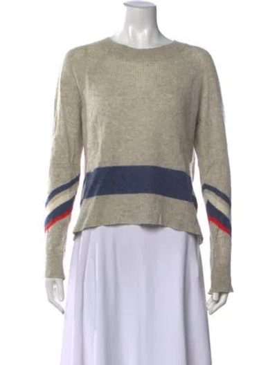 Pre-owned White + Warren Cashmere Striped Sweater In Neutral