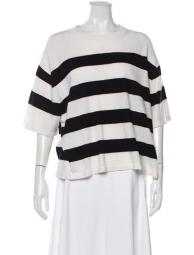 Pre-owned White + Warren Cashmere Striped Sweater In Neutral