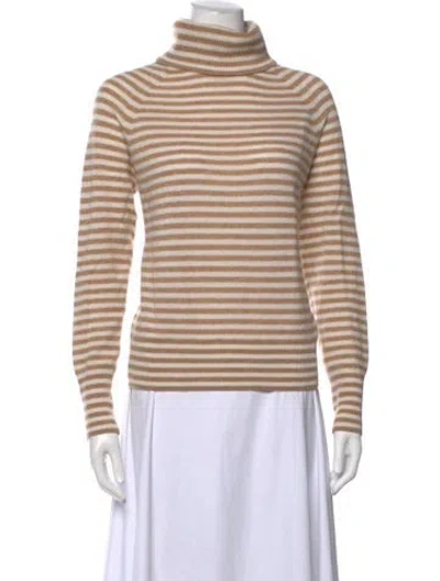 Pre-owned White + Warren Cashmere Striped Sweater In Neutrals