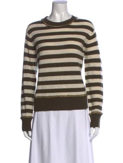 Pre-owned White + Warren Cashmere Striped Sweater In Neutrals