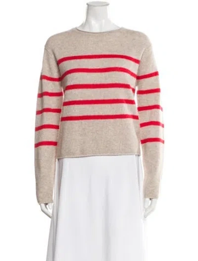 Pre-owned White + Warren Cashmere Striped Sweater In Pink