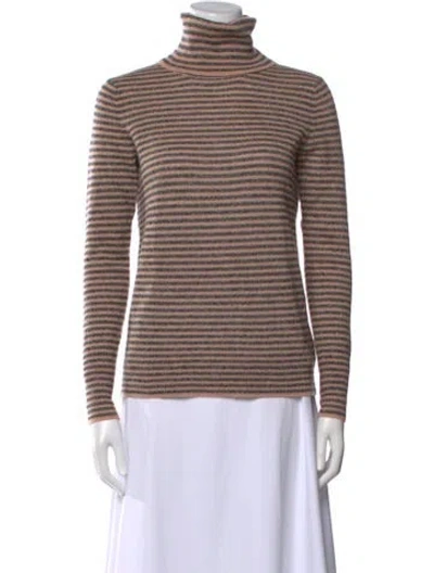 Pre-owned White + Warren Cashmere Striped Sweater In Pink