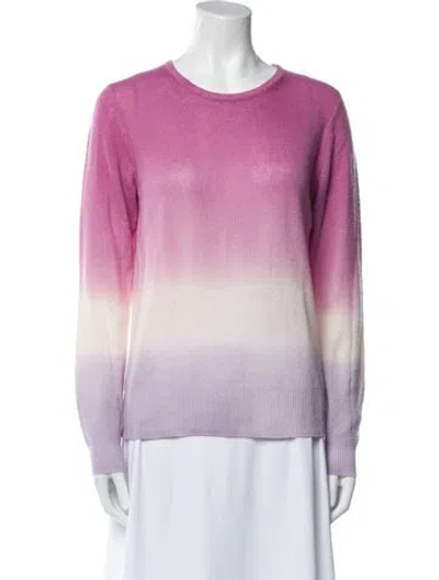 Pre-owned White + Warren Cashmere Striped Sweater In Pink