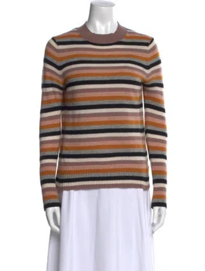 Pre-owned White + Warren Cashmere Striped Sweater In Pink