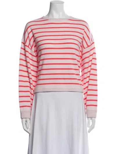 Pre-owned White + Warren Cashmere Striped Sweater In Pink
