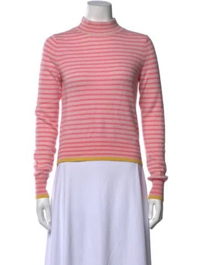 Pre-owned White + Warren Cashmere Striped Sweater In Pink