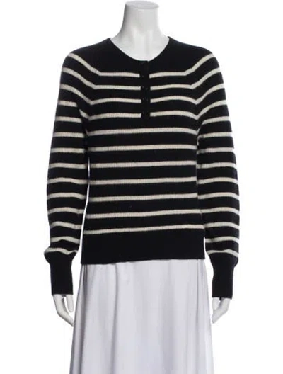 Pre-owned White + Warren Cashmere Striped Sweater W/ Tags In Blue