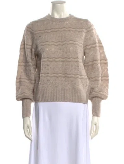 Pre-owned White + Warren Cashmere Striped Sweater W/ Tags In Brown
