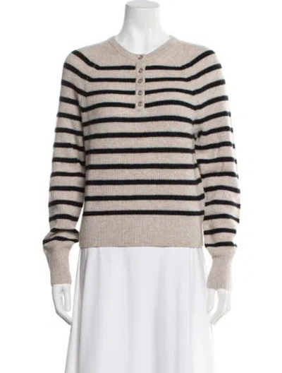 Pre-owned White + Warren Cashmere Striped Sweater W/ Tags In Gray