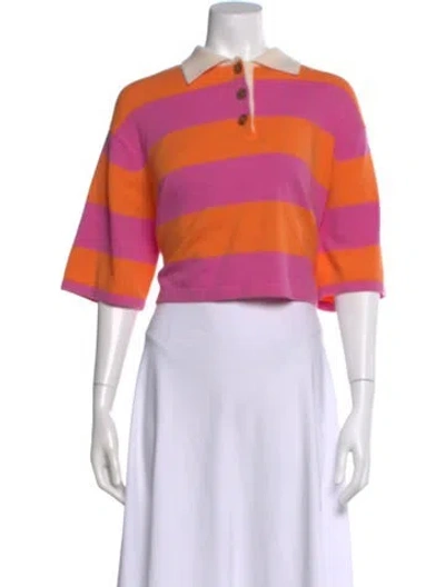 Pre-owned White + Warren Cashmere Striped Sweater W/ Tags In Pink