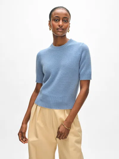 White + Warren Cashmere T-shirt Sweater In Soft Blue