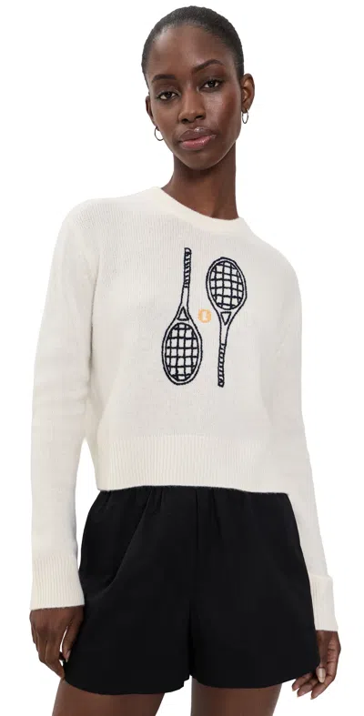 White + Warren Cashmere Tennis Racquet Sweatshirt Soft White Combo