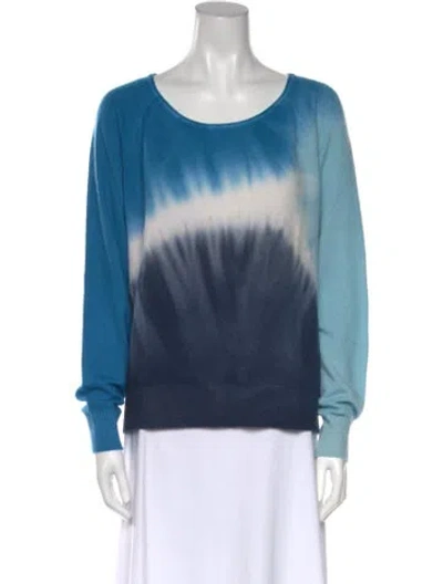 Pre-owned White + Warren Cashmere Tie-dye Print Sweater In Blue