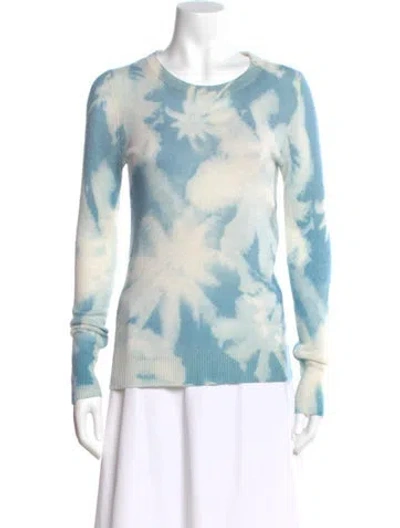 Pre-owned White + Warren Cashmere Tie-dye Print Sweater In Blue