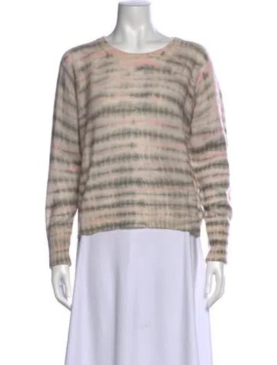 Pre-owned White + Warren Cashmere Tie-dye Print Sweater In Gray