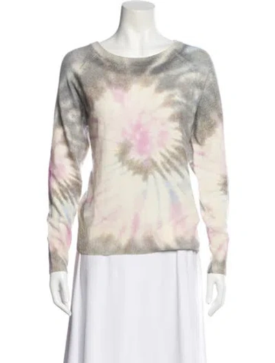 Pre-owned White + Warren Cashmere Tie-dye Print Sweater In Neutral