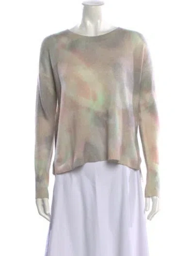 Pre-owned White + Warren Cashmere Tie-dye Print Sweater In Neutral