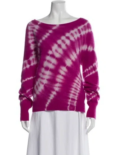 Pre-owned White + Warren Cashmere Tie-dye Print Sweater In Pink