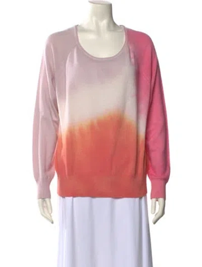 Pre-owned White + Warren Cashmere Tie-dye Print Sweater In Pink