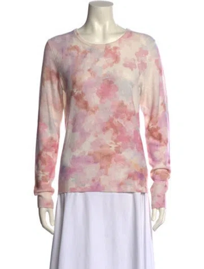 Pre-owned White + Warren Cashmere Tie-dye Print Sweater In Purple