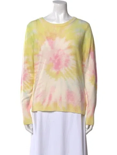 Pre-owned White + Warren Cashmere Tie-dye Print Sweater W/ Tags In Yellow