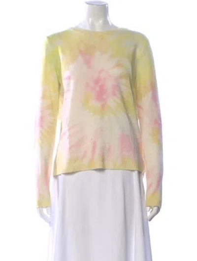 Pre-owned White + Warren Cashmere Tie-dye Print Sweater In Yellow