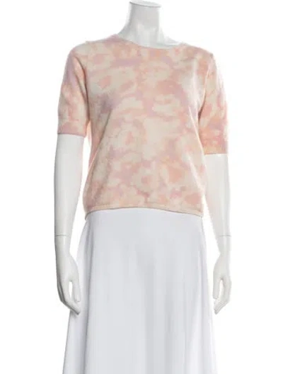 Pre-owned White + Warren Cashmere Tie-dye Print Top In Orange