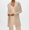 White + Warren Cashmere Trapeze Cardigan In Sand Wisp Heather