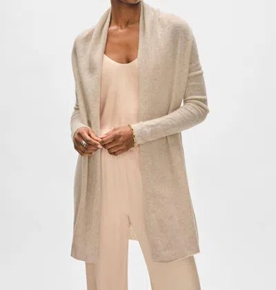 White + Warren Cashmere Trapeze Cardigan In Sand Wisp Heather
