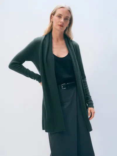 White + Warren Cashmere Trapeze Cardigan Sweater In Juniper Green