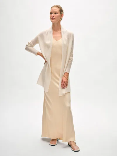 White + Warren Cashmere Trapeze Cardigan Sweater In Soft White