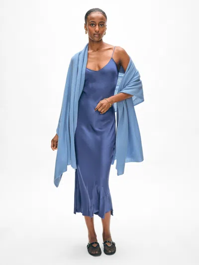 White + Warren Cashmere Travel Wrap In Soft Blue