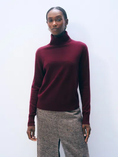 White + Warren Cashmere Turtleneck Sangria Sweater In Brown