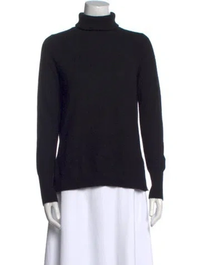 Pre-owned White + Warren Cashmere Turtleneck Sweater In Black