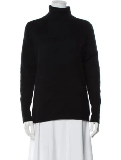 Pre-owned White + Warren Cashmere Turtleneck Sweater In Black