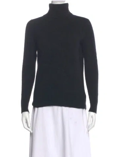 Pre-owned White + Warren Cashmere Turtleneck Sweater In Black