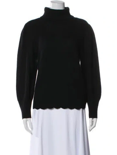 Pre-owned White + Warren Cashmere Turtleneck Sweater In Black