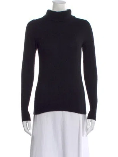 Pre-owned White + Warren Cashmere Turtleneck Sweater In Black
