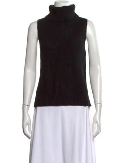 Pre-owned White + Warren Cashmere Turtleneck Sweater In Black