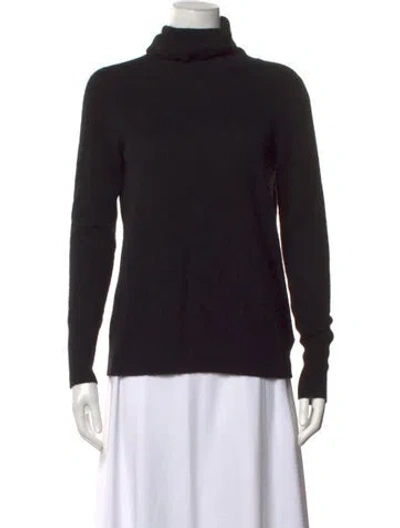 Pre-owned White + Warren Cashmere Turtleneck Sweater In Black