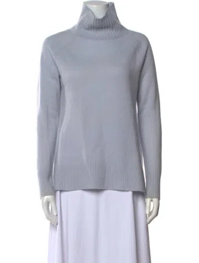 Pre-owned White + Warren Cashmere Turtleneck Sweater In Blue