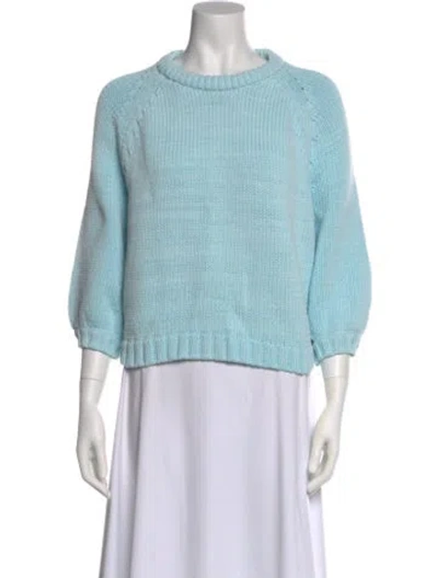 Pre-owned White + Warren Cashmere Turtleneck Sweater In Blue