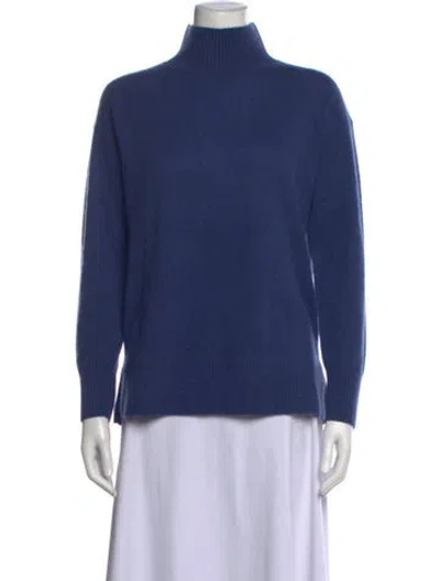 Pre-owned White + Warren Cashmere Turtleneck Sweater In Blue