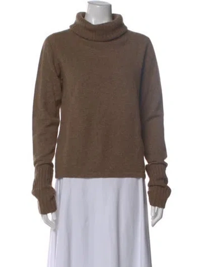 Pre-owned White + Warren Cashmere Turtleneck Sweater In Brown