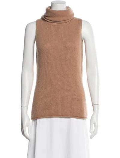 Pre-owned White + Warren Cashmere Turtleneck Sweater In Brown