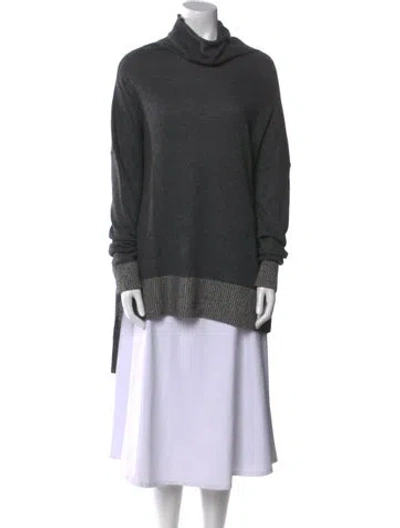 Pre-owned White + Warren Cashmere Turtleneck Sweater In Gray